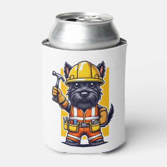 Scottish Terrier Construction Worker Can Cooler (Can Front)