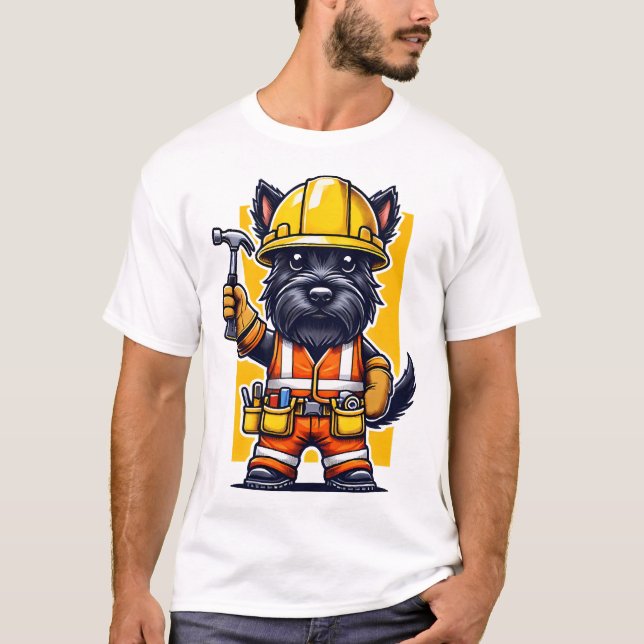 Scottish Terrier Construction Worker T-Shirt (Front)