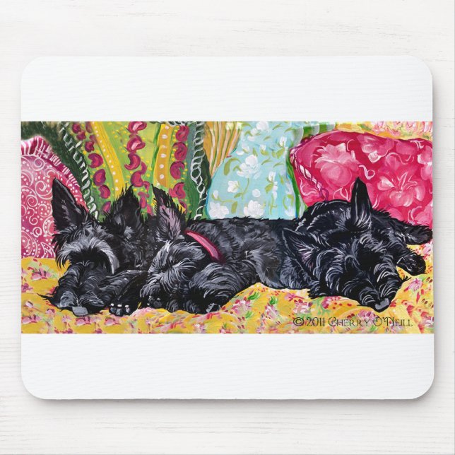 Scottish Terrier Cottage Mouse Mat (Front)