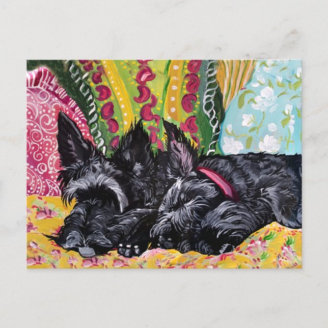 Scottish Terrier Cottage Postcard (Front)