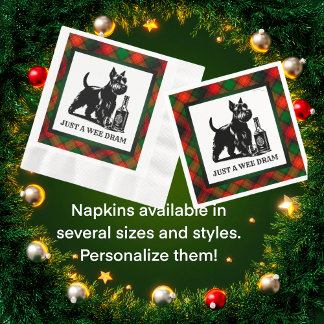 Scottish Terrier Customised Wee Dram Tartan  Napkin