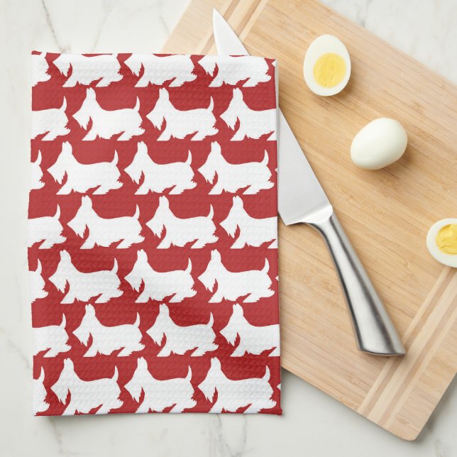 Scottish Terrier Cute Red Kitchen Towels (Quarter Fold)