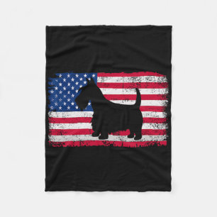 Scottish Terrier Dog 4th Of July Patriotic America Fleece Blanket