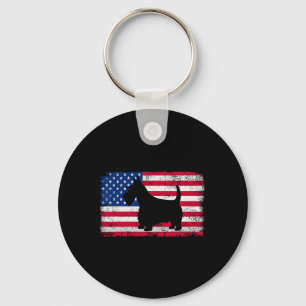 Scottish Terrier Dog 4th Of July Patriotic America Key Ring