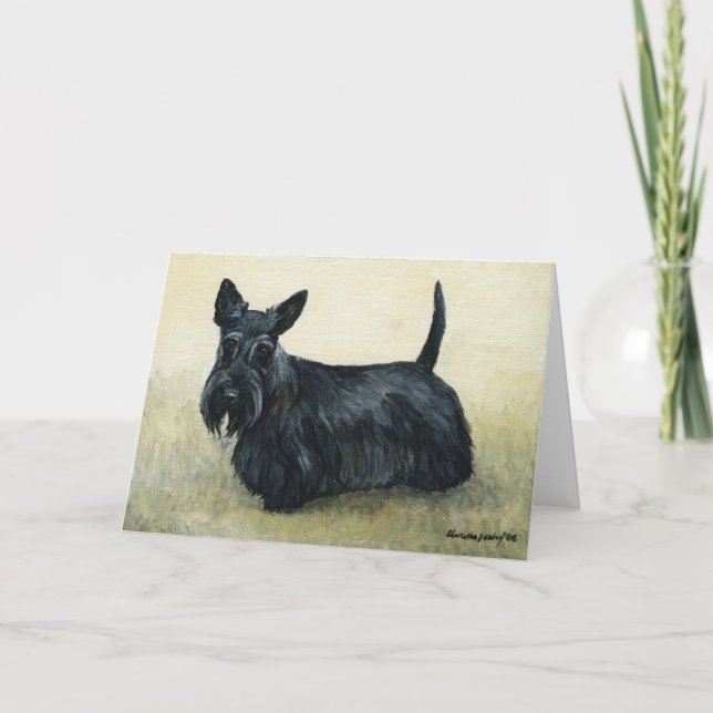 "Scottish Terrier" Dog Art Blank Notecard (Front)