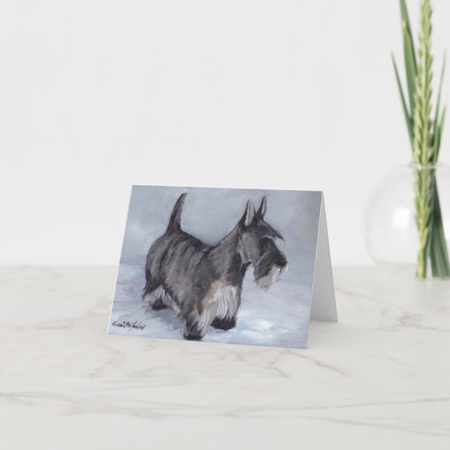 Scottish Terrier Dog Art Note Card (Front)
