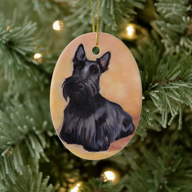 Scottish Terrier Dog Art Ornament Oval (Tree)