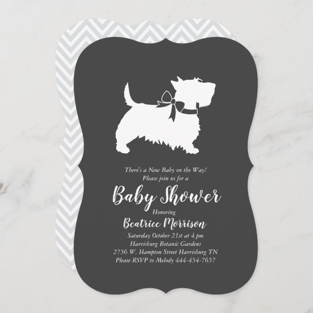 Scottish Terrier Dog Baby Shower Gender Neutral Invitation (Front/Back)