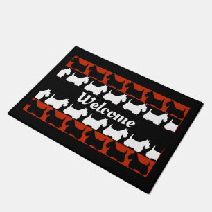 Scottish Terrier dog black/grey/white, stripes Do Doormat