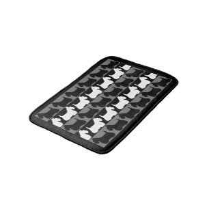 Scottish Terrier dog black/grey/white, stripes Fl Bath Mat