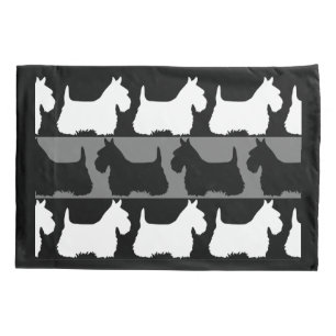Scottish Terrier dog black/grey/white, stripes Pillowcase