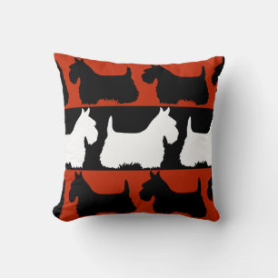 Scottish Terrier dog black/red/white, stripes Cushion