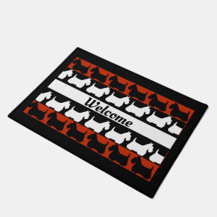 Scottish Terrier dog black/red/white, stripes Doormat