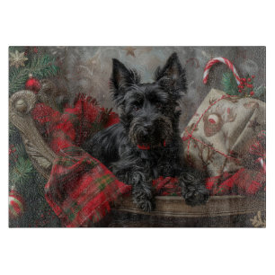 Scottish Terrier Dog Christmas Festive Cutting Board