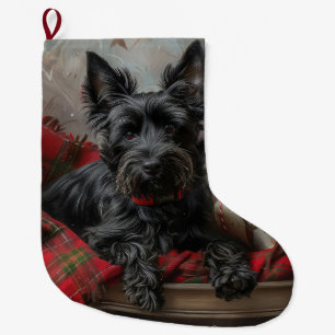 Scottish Terrier Dog Christmas Festive Large Christmas Stocking