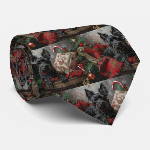 Scottish Terrier Dog Christmas Festive Tie
