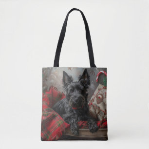 Scottish Terrier Dog Christmas Festive Tote Bag