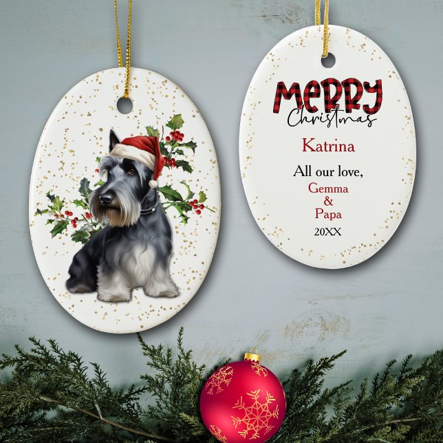 Scottish Terrier Dog Christmas Holly Ceramic Tree Decoration (Creator Uploaded)