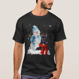 Scottish Terrier Dog Christmas Snowman Christmas P T-Shirt