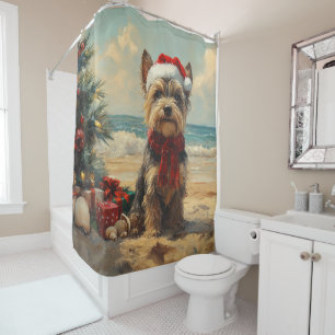 Scottish Terrier Dog Christmas Vintage Beach Shower Curtain