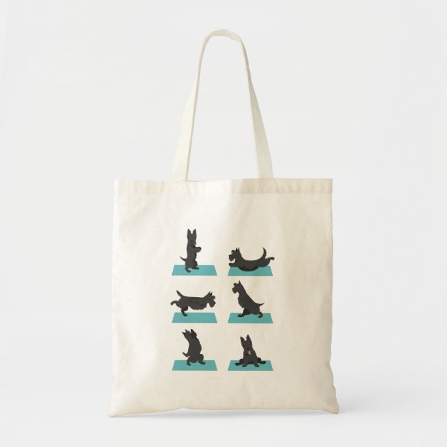 Scottish terrier dog doing yoga Tote bag (Front)