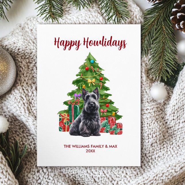 Scottish Terrier Dog Family Christmas Holiday Card (Creator Uploaded)