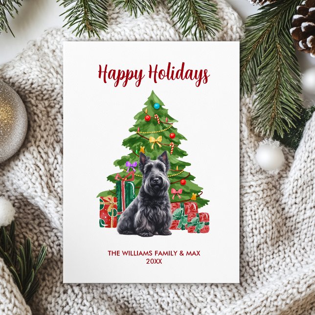Scottish Terrier Dog Family Christmas Holiday Card (Creator Uploaded)