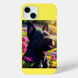 Scottish Terrier Dog Flower Garden iPhone 15 Mini Case