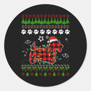 Scottish Terrier Dog Funny Xmas Ugly Sweater Chris Classic Round Sticker