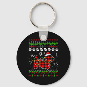 Scottish Terrier Dog Funny Xmas Ugly Sweater Chris Key Ring