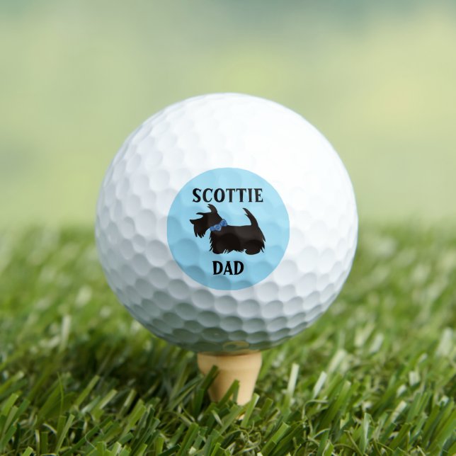 Scottish Terrier Dog Golf Balls, Scottie Dad Golf Balls (Insitu Tee)
