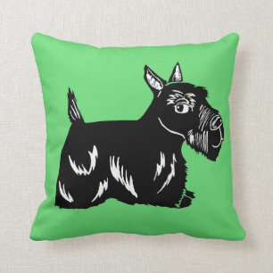 Scottish Terrier Dog Green Pillow