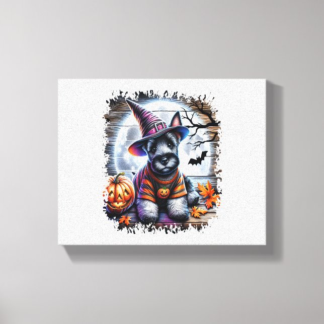 Scottish Terrier Dog Halloween Canvas Print (Front)
