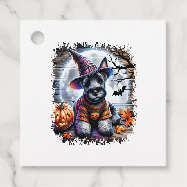 Scottish Terrier Dog Halloween Favour Tags (Front)