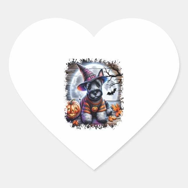 Scottish Terrier Dog Halloween Heart Sticker (Front)