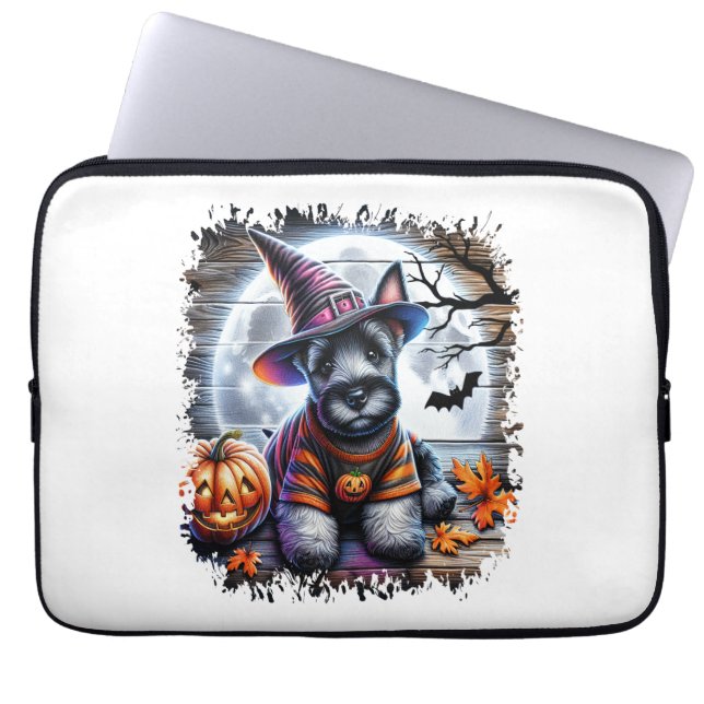 Scottish Terrier Dog Halloween Laptop Sleeve (Front)