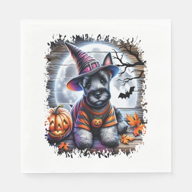 Scottish Terrier Dog Halloween Napkin (Front)