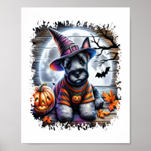 Scottish Terrier Dog Halloween Poster