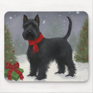Scottish Terrier Dog in Snow Christmas Mouse Mat