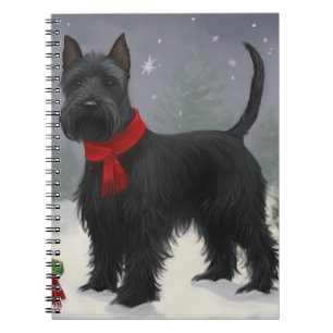 Scottish Terrier Dog in Snow Christmas Notebook