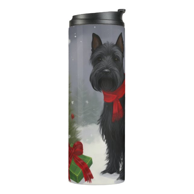 Scottish Terrier Dog in Snow Christmas Thermal Tumbler (Rotated Left)