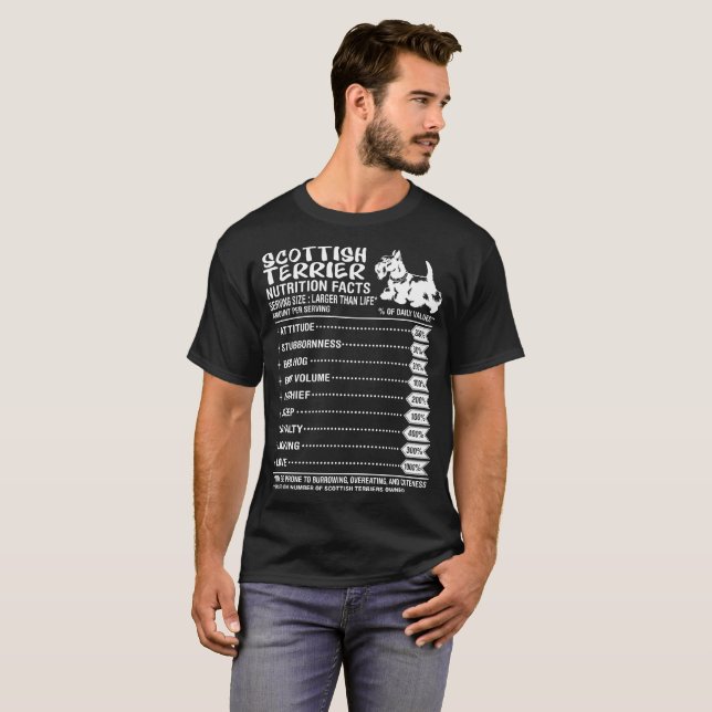 Scottish Terrier Dog Nutrition Facts Tshirt (Front Full)