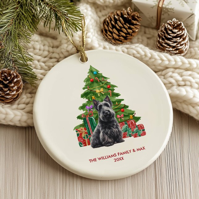 Scottish Terrier Dog Personalised Christmas Ceramic Tree Decoration (Creator Uploaded)