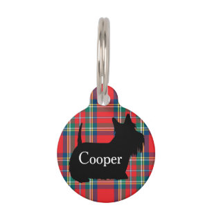 Scottish Terrier Dog Plaid Pet ID Tag