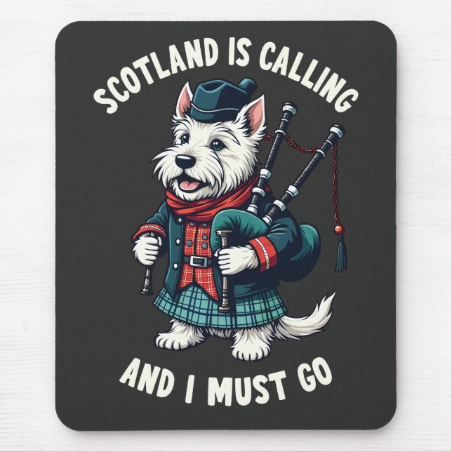 Scottish Terrier Dog Scotland Is Calling & I Must  Mouse Mat (Front)