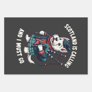 Scottish Terrier Dog Scotland Is Calling & I Must Wrapping Paper Sheet