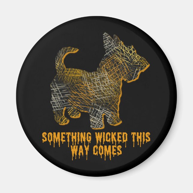 Scottish Terrier Dog Silhouette Fun Halloween Magnet (Front)