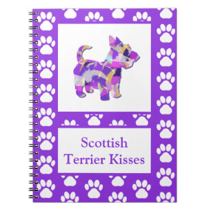 Scottish Terrier Dog Silhouette Paw Purple PY&B Notebook