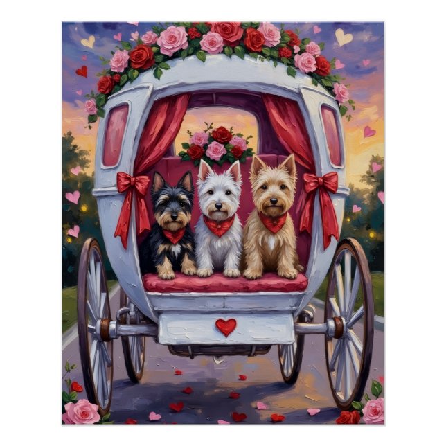Scottish Terrier Dog Valentine's Day Poster (Front)