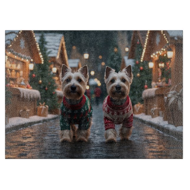 Scottish Terrier Dogs Christmas Snow Holiday Cutting Board (Front)